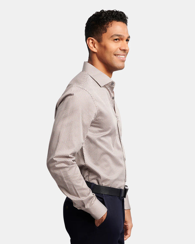 BFC2232 Retro Print Slim Fit - Taupe-Shirts-Brooksfield-39-UPTOWN LOCAL