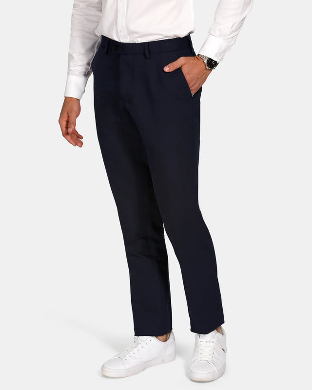 Essential Linen Blend Trousers - Navy-trouser-Brooksfield-30-UPTOWN LOCAL