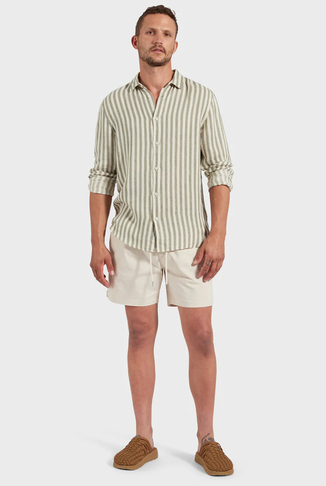 Farrelly Shirt - Jasper Green Stripe-Shirts-Academy Brand-S-UPTOWN LOCAL