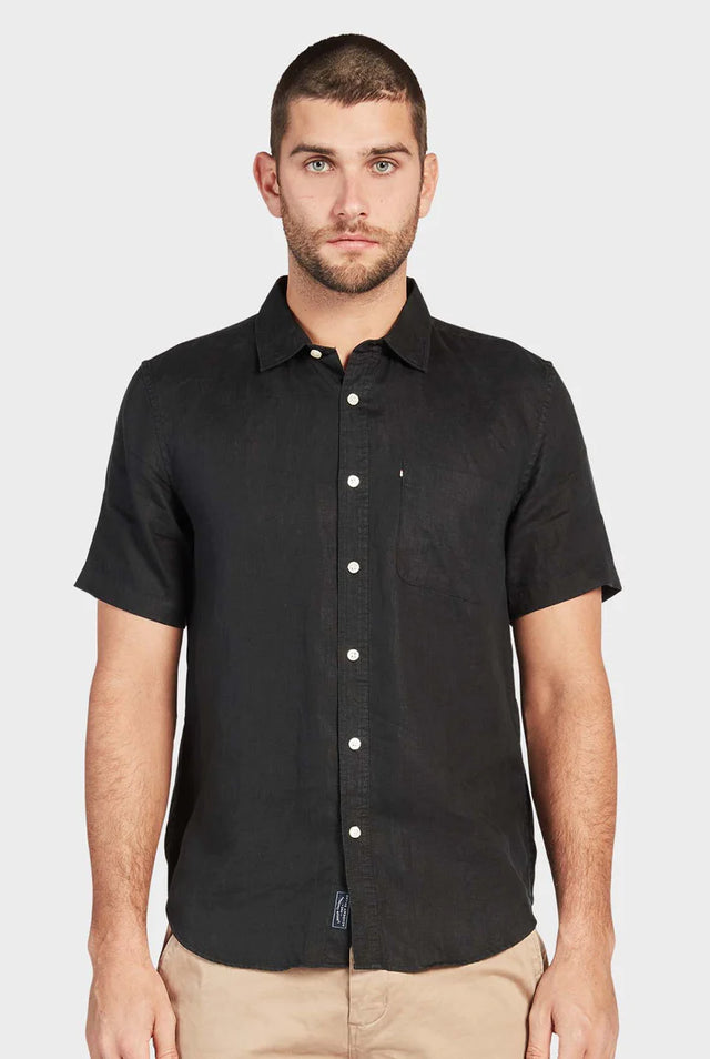 Hampton S/S Linen Shirt - Black-Shirts-Academy Brand-S-UPTOWN LOCAL