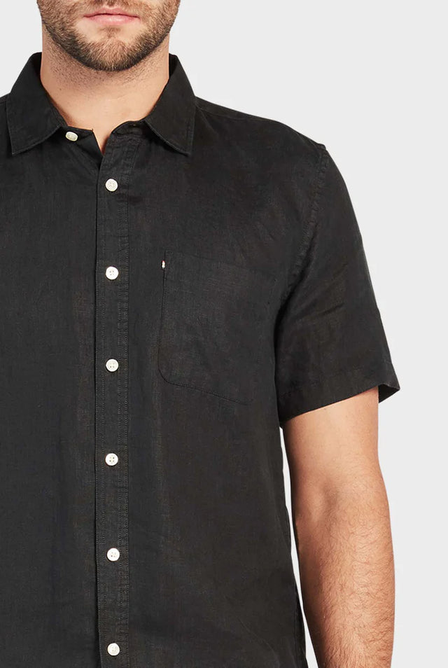 Hampton S/S Linen Shirt - Black-Shirts-Academy Brand-S-UPTOWN LOCAL