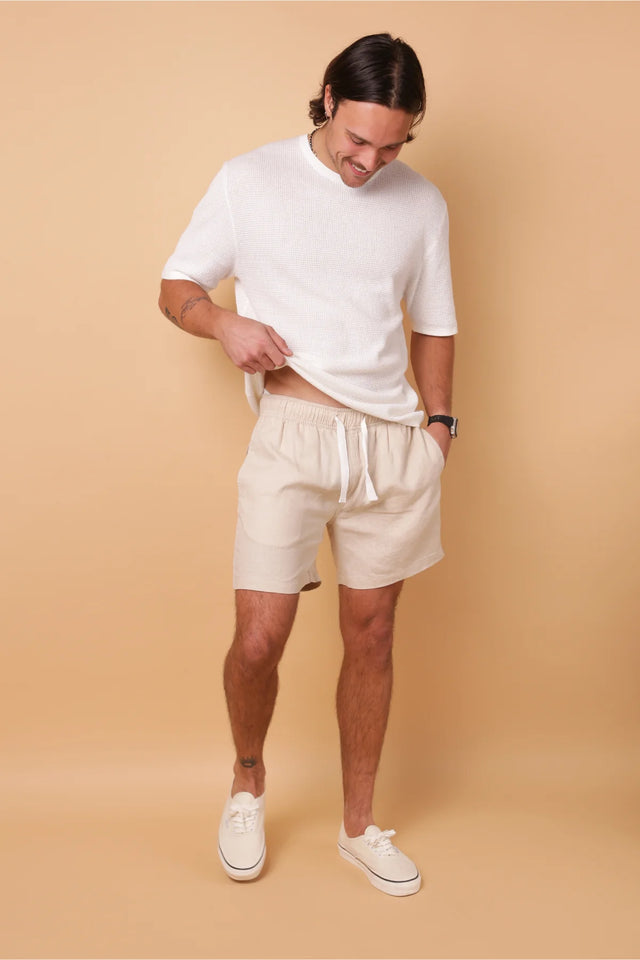 Amalfi Linen Short - Hay-Shorts-Kore Studios-30-UPTOWN LOCAL