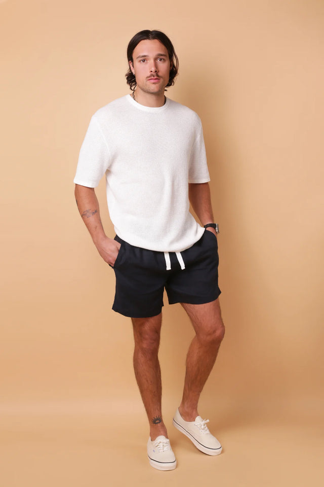 Amalfi Linen Short - Midnight-Shorts-Kore Studios-30-UPTOWN LOCAL