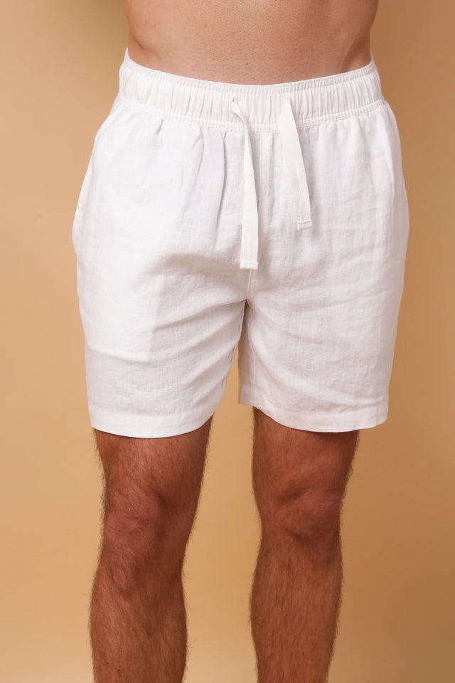 Amalfi Linen Short - White-Shorts-Kore Studios-30-UPTOWN LOCAL
