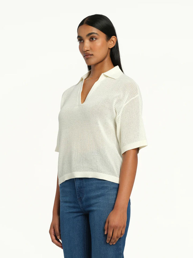 Helen Open Knit Polo - Ivory-Shirts-Nobody Denim-XS-UPTOWN LOCAL