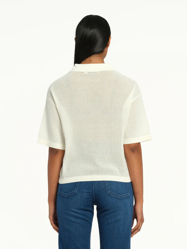 Helen Open Knit Polo - Ivory-Shirts-Nobody Denim-XS-UPTOWN LOCAL