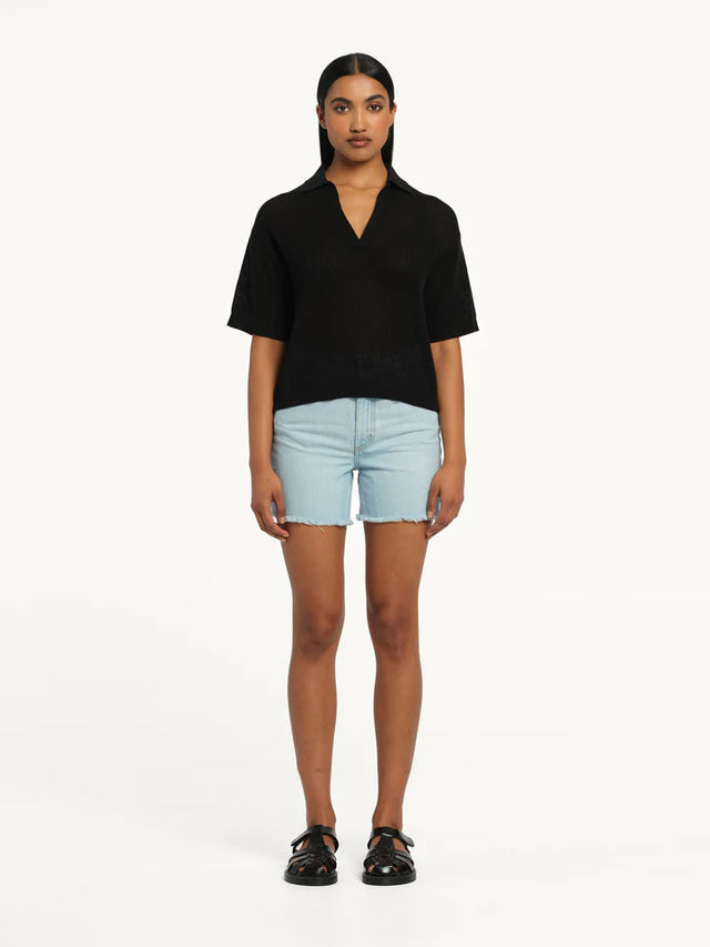 Helen Open Knit Polo - Black-Shirts-Nobody Denim-XS-UPTOWN LOCAL