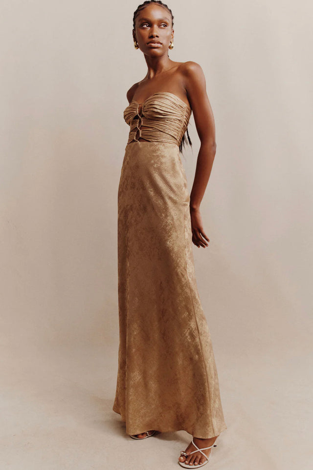 Royale Strapless Lace Up Maxi Dress - Gold-Shona Joy-6-UPTOWN LOCAL