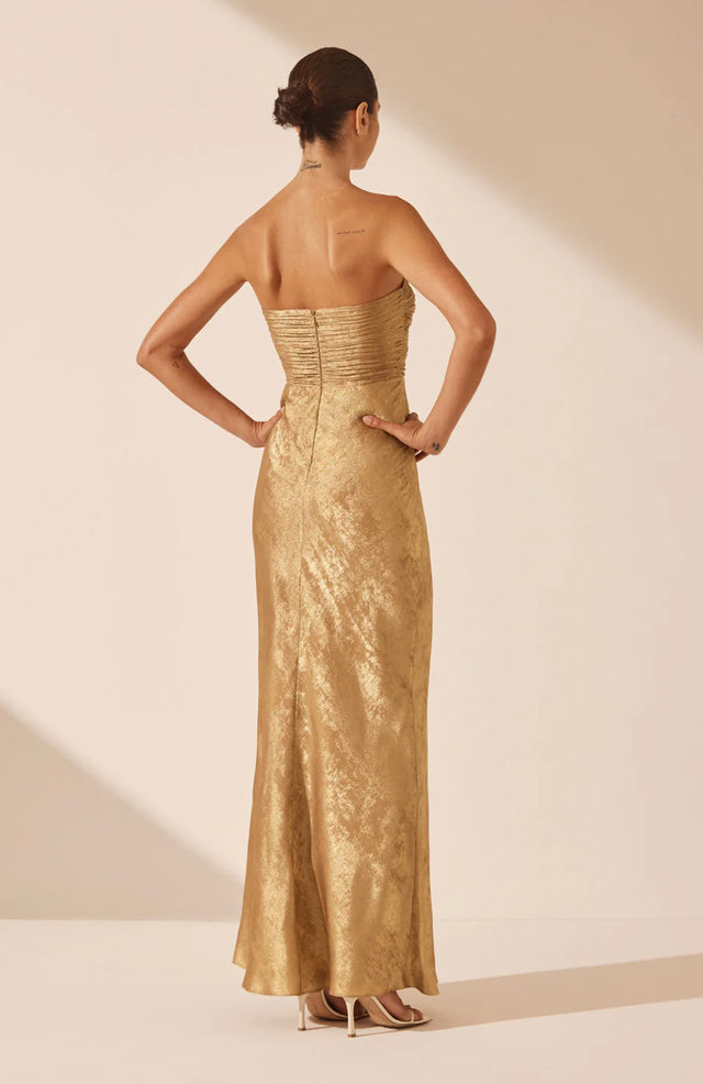 Royale Strapless Lace Up Maxi Dress - Gold-Shona Joy-6-UPTOWN LOCAL