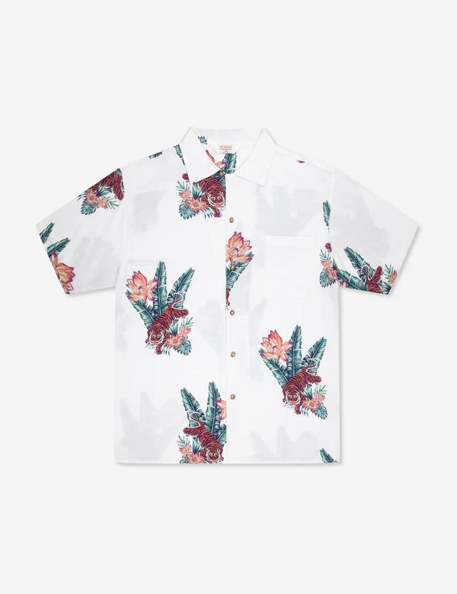 Zed Bowler Shirt - White Tropical-Mr. Simple-S-UPTOWN LOCAL