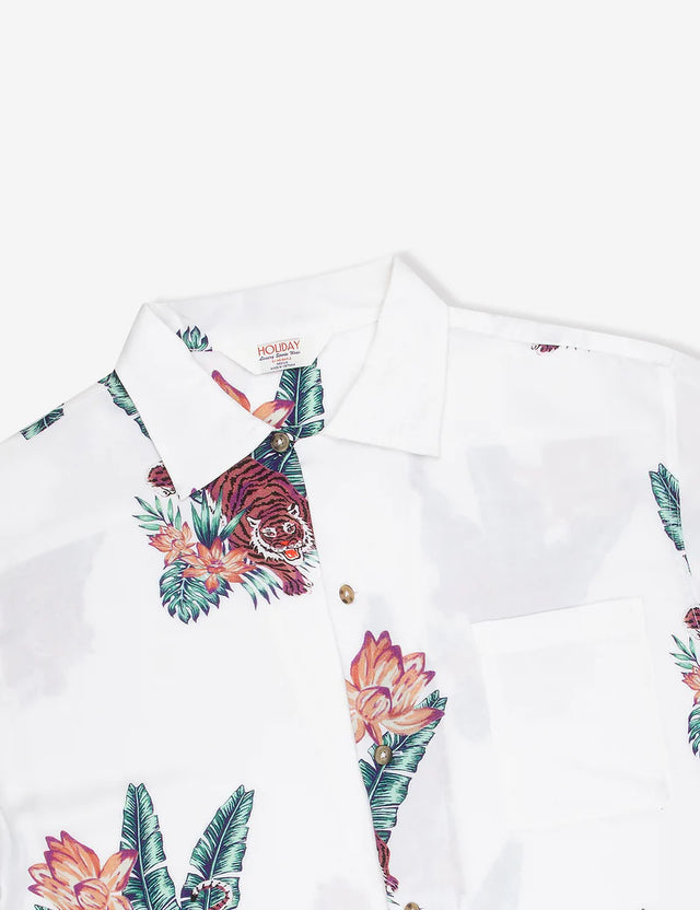 Zed Bowler Shirt - White Tropical-Mr. Simple-S-UPTOWN LOCAL