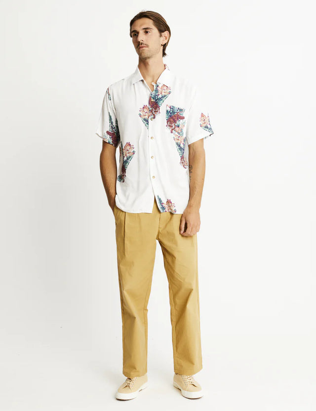 Zed Bowler Shirt - White Tropical-Mr. Simple-S-UPTOWN LOCAL
