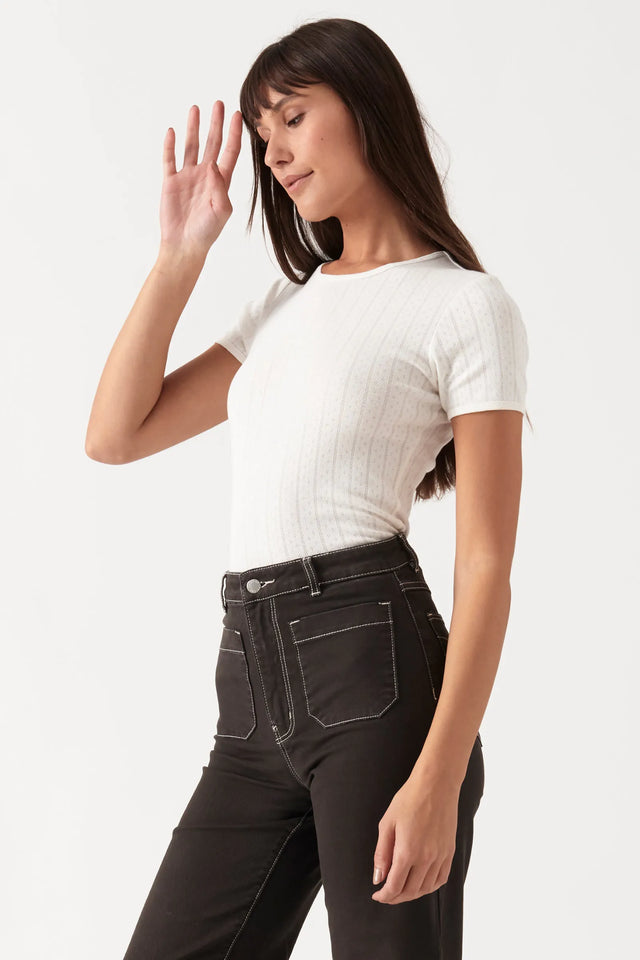Pointelle Tee - Cream-T-Shirts-Rolla's-6/XS-UPTOWN LOCAL
