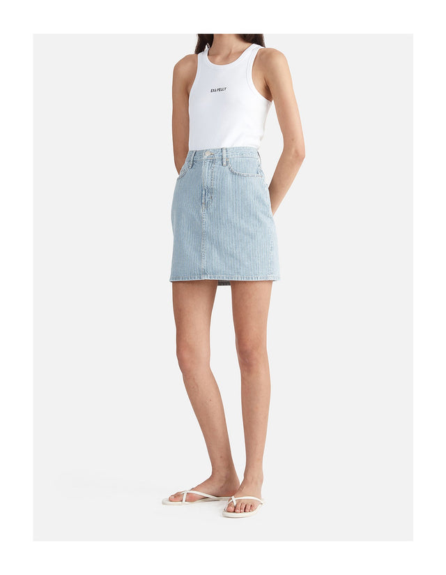 Diana Denim Mini Skirt - Ice Blue Stripe-ENA PELLY-24-UPTOWN LOCAL