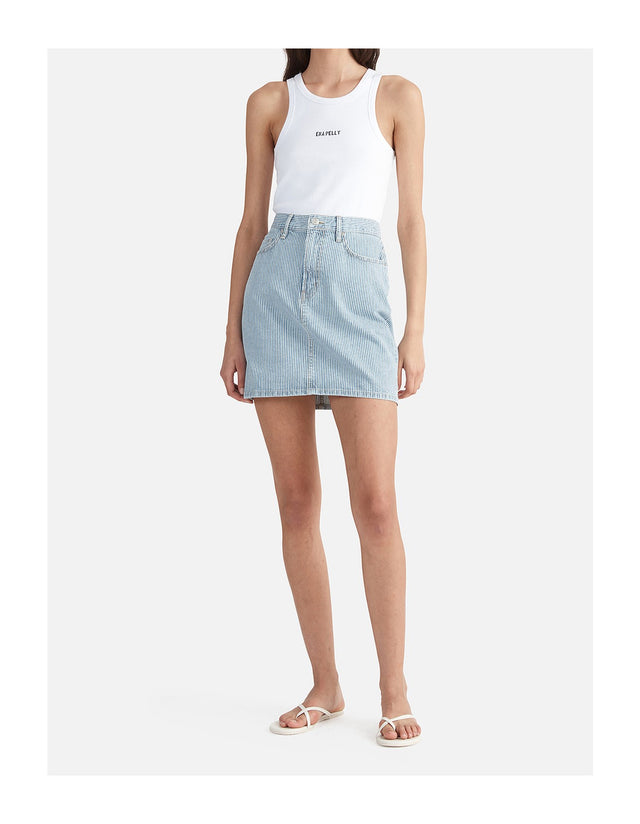 Diana Denim Mini Skirt - Ice Blue Stripe-ENA PELLY-24-UPTOWN LOCAL