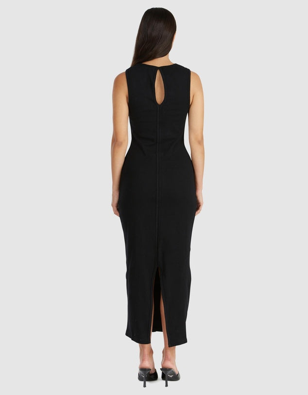 Bronte Cut Out Rib Dress - Black-ENA PELLY-6-UPTOWN LOCAL
