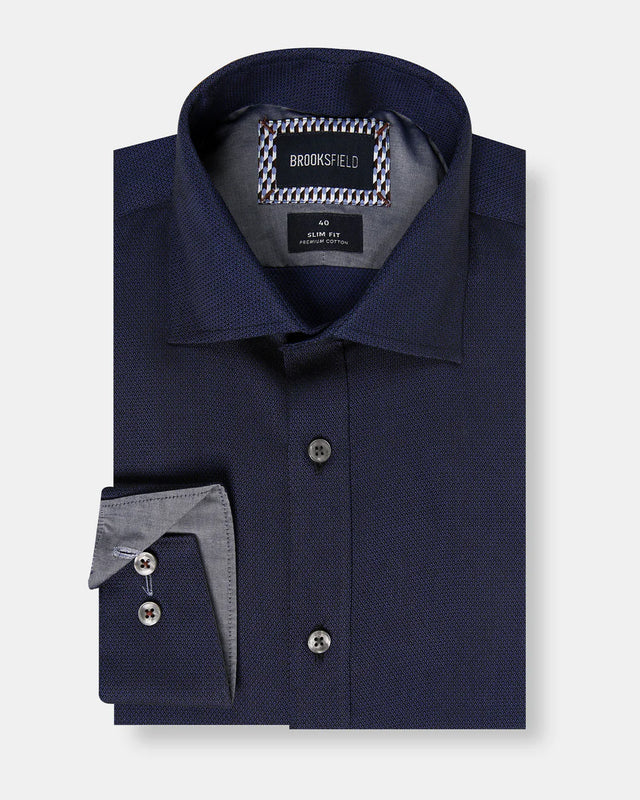 BFC2225 - Tonal Textured - Navy-Shirts-Brooksfield-39-UPTOWN LOCAL