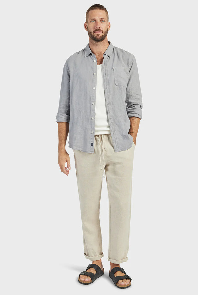 Hampton Linen Shirt - Ash Grey-Shirts-Academy Brand-S-UPTOWN LOCAL