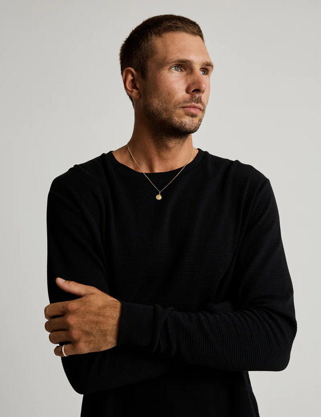 Smith LS Waffle - Black-T-Shirts-Mr. Simple-S-UPTOWN LOCAL