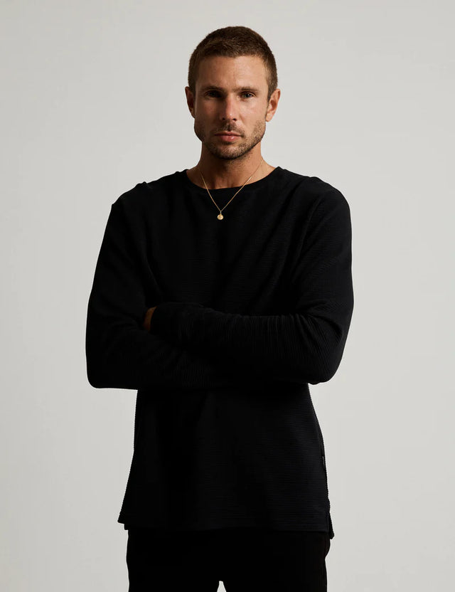 Smith LS Waffle - Black-T-Shirts-Mr. Simple-S-UPTOWN LOCAL