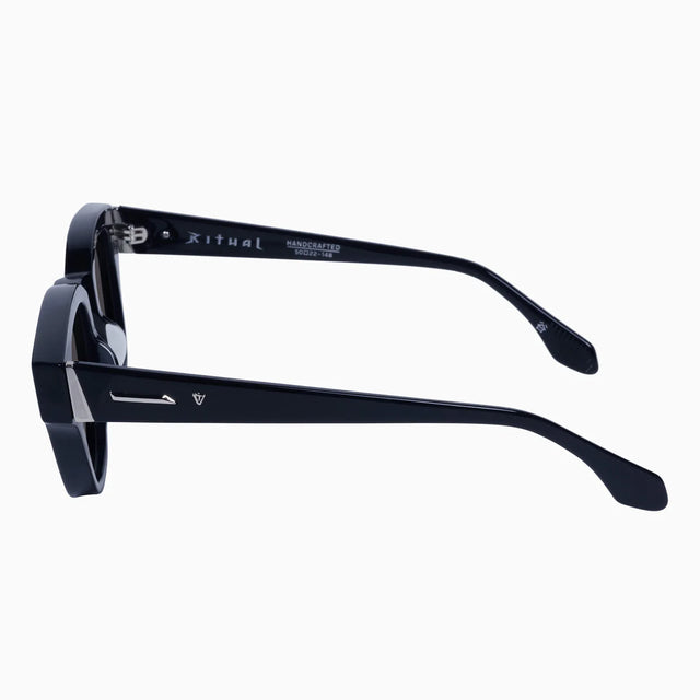 Ritual - Gloss Black w. Silver Metal / Black Lens-Sunglasses-Valley-UPTOWN LOCAL