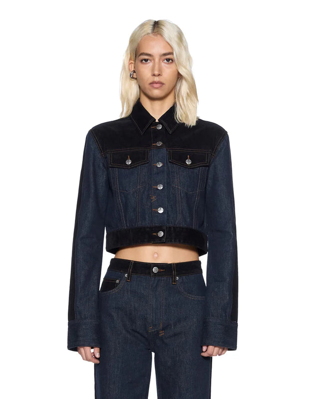 KSUBI - Slim Trucker Jacket Vixen Spliced - Black-Jackets-Ksubi-6/XS-UPTOWN LOCAL
