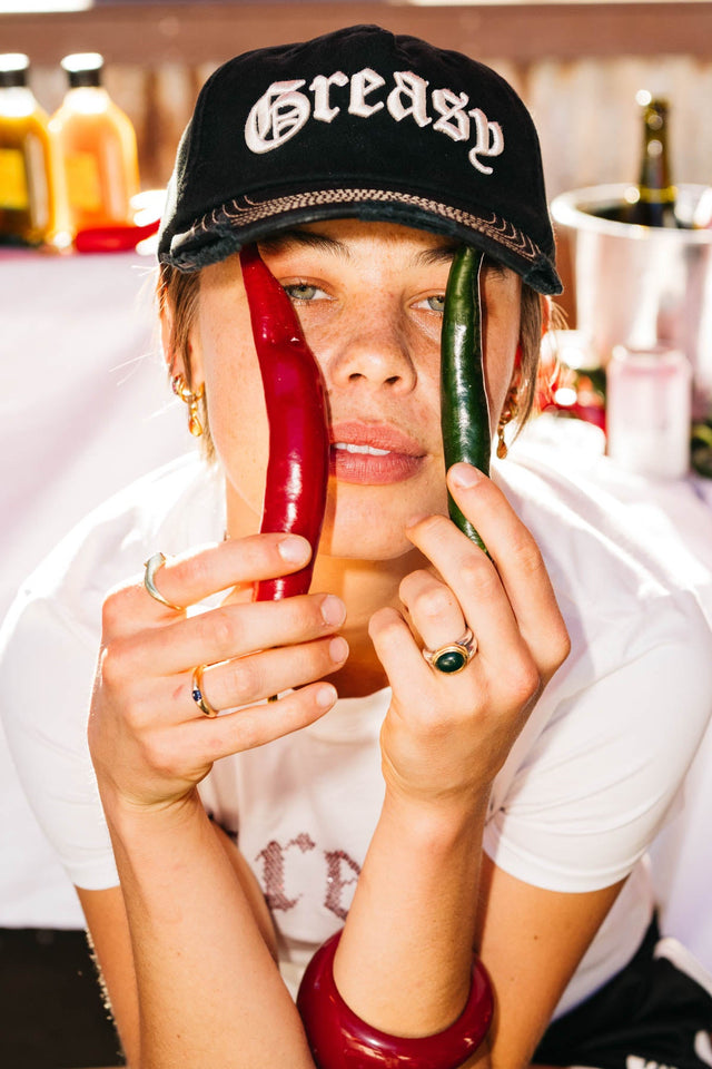 SOMETHING VERY SPECIAL - Black Greasy Patch Dad Cap-Caps-Something Very Special-UPTOWN LOCAL