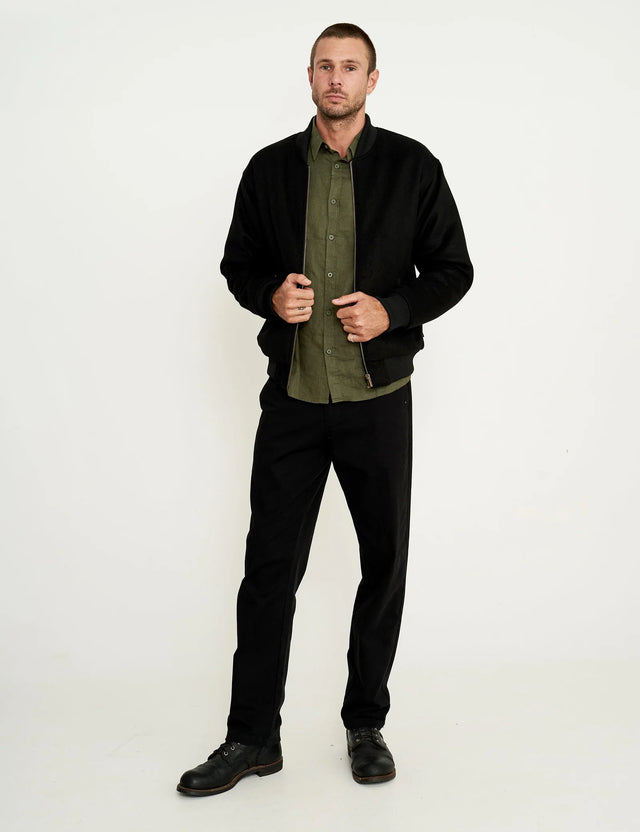 Wool Bomber Jacket - Black-Jackets-Mr. Simple-S-UPTOWN LOCAL