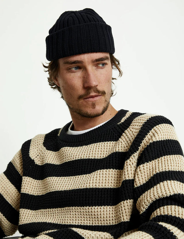 Stripe Knit - Black/Oatmeal Stripe-Jumpers-Mr. Simple-S-UPTOWN LOCAL