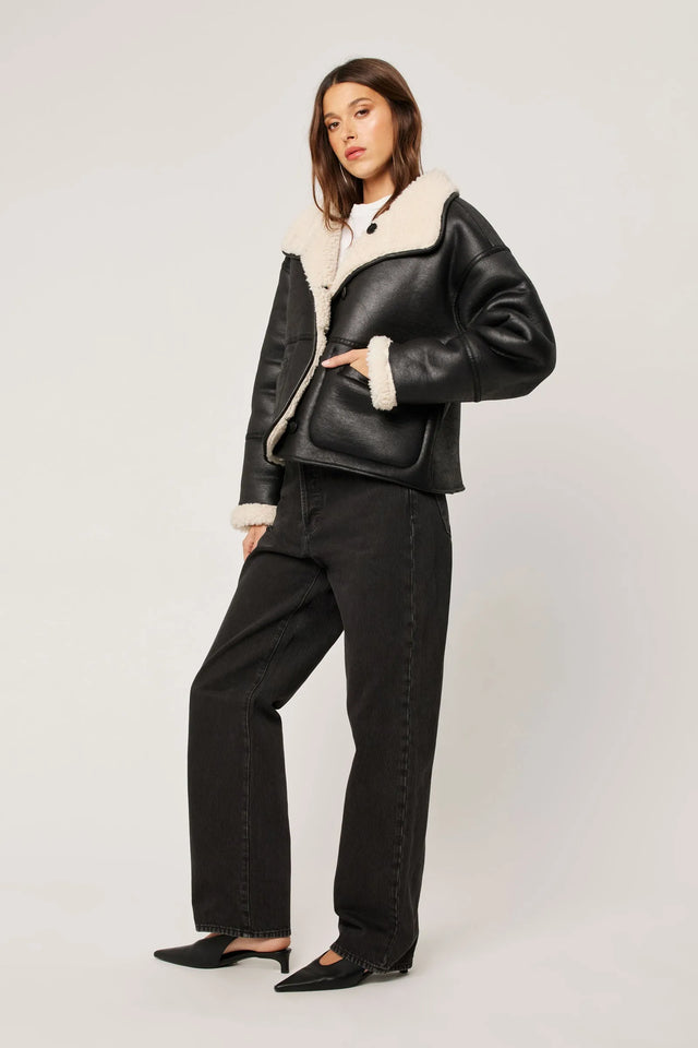 ROLLAS - Faux Shearling Jacket - Black