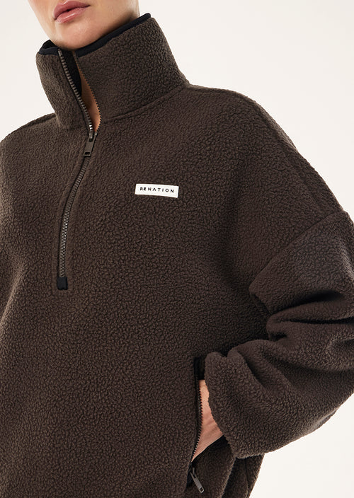 PE NATION - Rotate Quarter Zip - Coffee