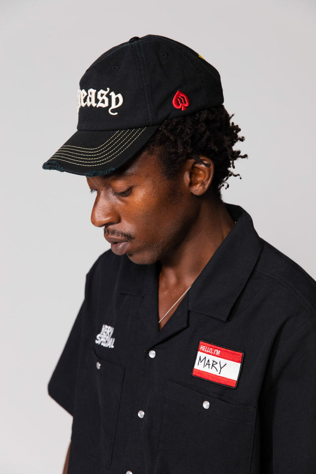 SOMETHING VERY SPECIAL - Black Greasy Patch Dad Cap-Caps-Something Very Special-UPTOWN LOCAL