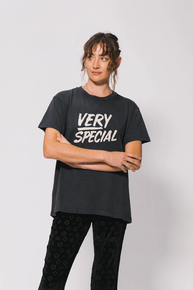 SOMETHING VERY SPECIAL - Stacked Logo - Washed Black-tee-Something Very Special-S-UPTOWN LOCAL
