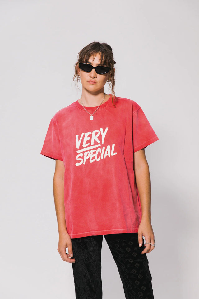 SOMETHING VERY SPECIAL - Stacked Logo - Washed Red-tee-Something Very Special-S-UPTOWN LOCAL