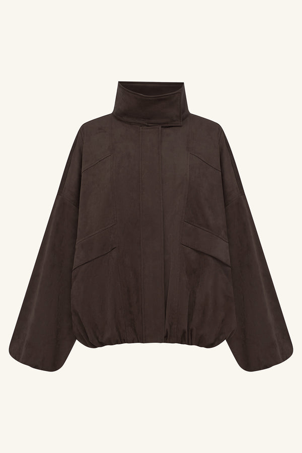 SHONA JOY - Ernest Funnel Neck Bomber Jacket - Cocao Caco-Jackets-Shona Joy-6-UPTOWN LOCAL