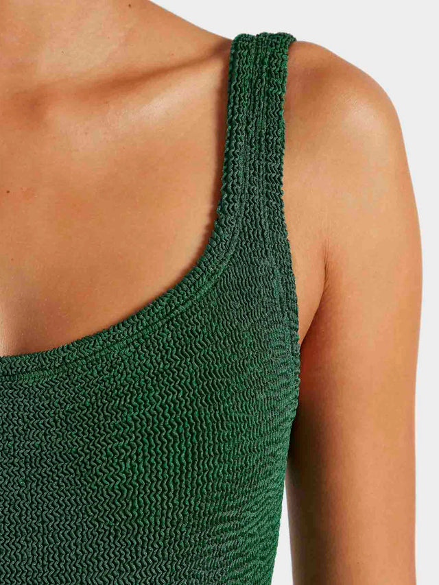 HUNZA G - Square Neck Swim Crinkle - Metallic Forest Green-Swimwear-Hunza G-UPTOWN LOCAL