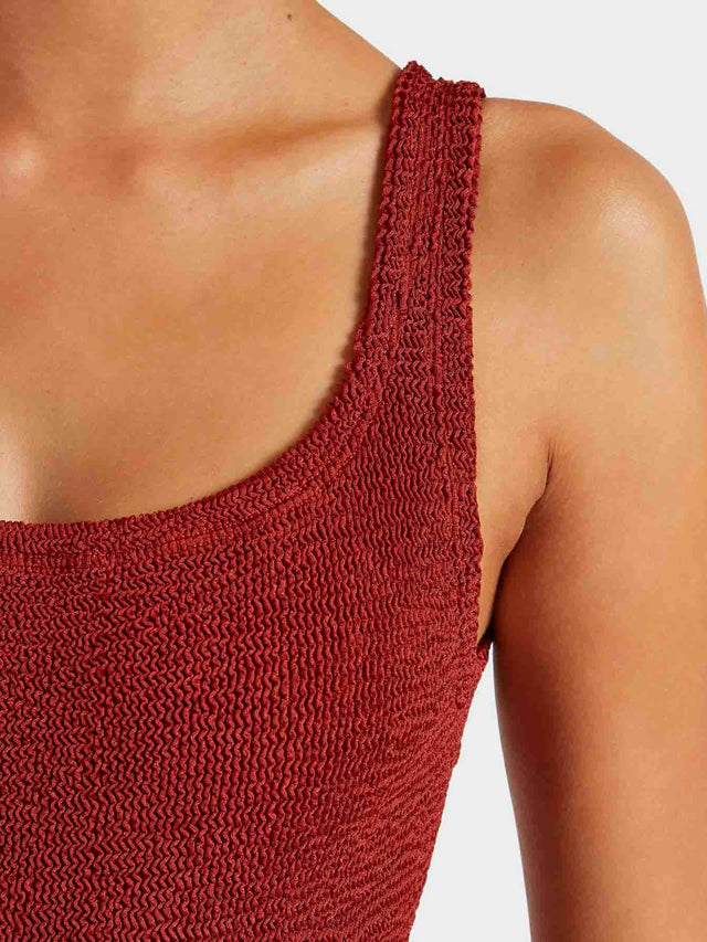 HUNZA G - Square Neck Swim Crinkle - Metallic Chestnut-Swimwear-Hunza G-UPTOWN LOCAL