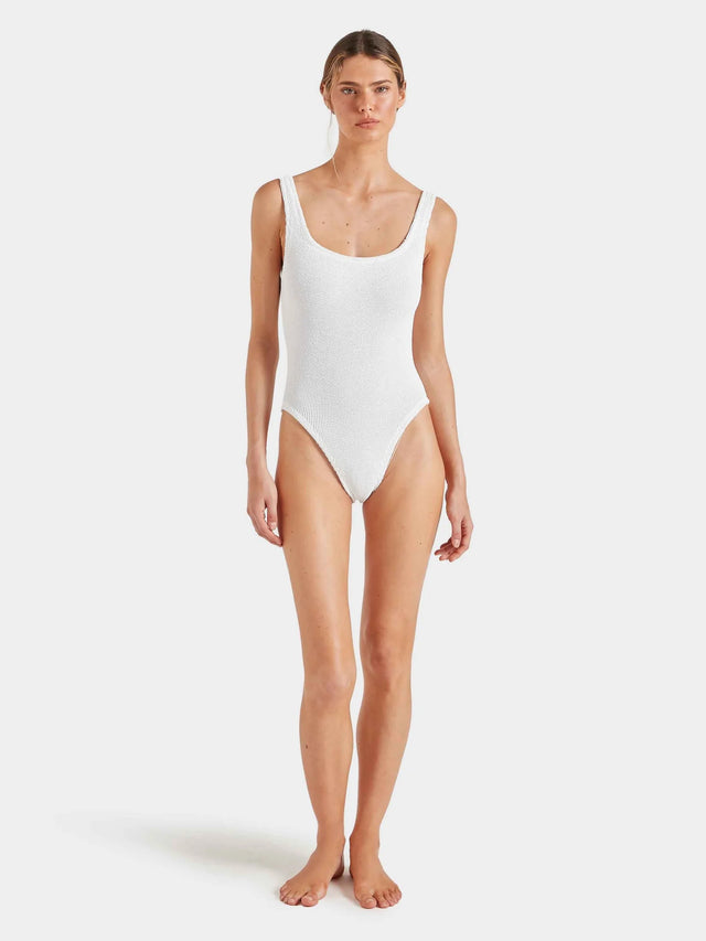 HUNZA G - Square Neck Swim Crinkle - White-Swimwear-Hunza G-UPTOWN LOCAL