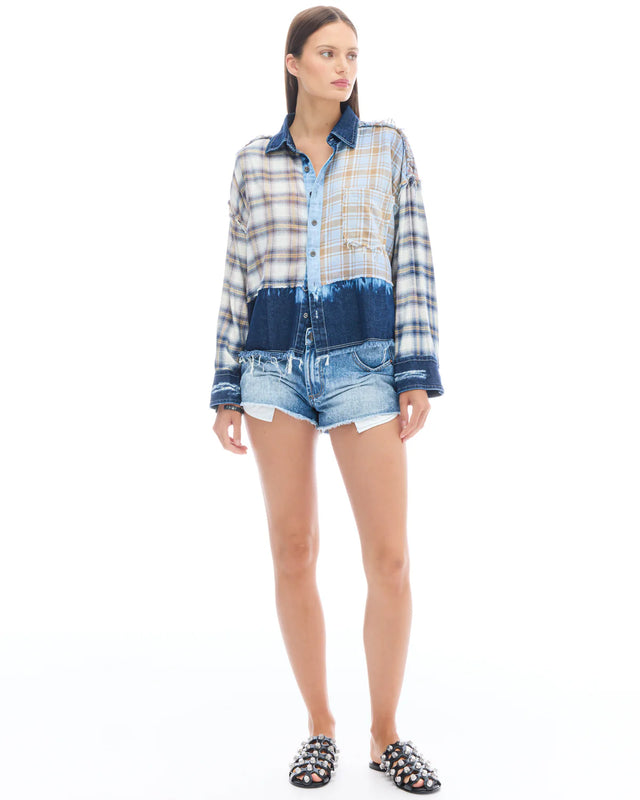 THE TALES - Mixed Flannel & Denim Shirt - Multi-Shirts & Tops-The Tales-XS-UPTOWN LOCAL