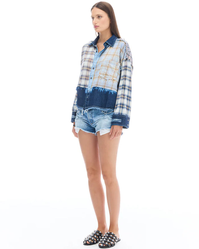 THE TALES - Mixed Flannel & Denim Shirt - Multi-Shirts & Tops-The Tales-XS-UPTOWN LOCAL