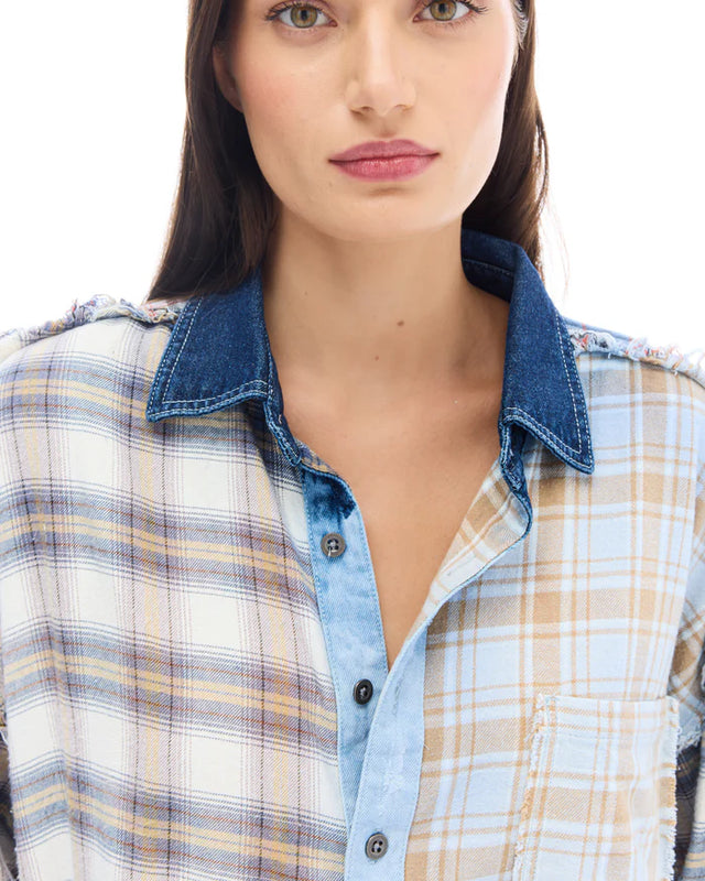THE TALES - Mixed Flannel & Denim Shirt - Multi-Shirts & Tops-The Tales-XS-UPTOWN LOCAL