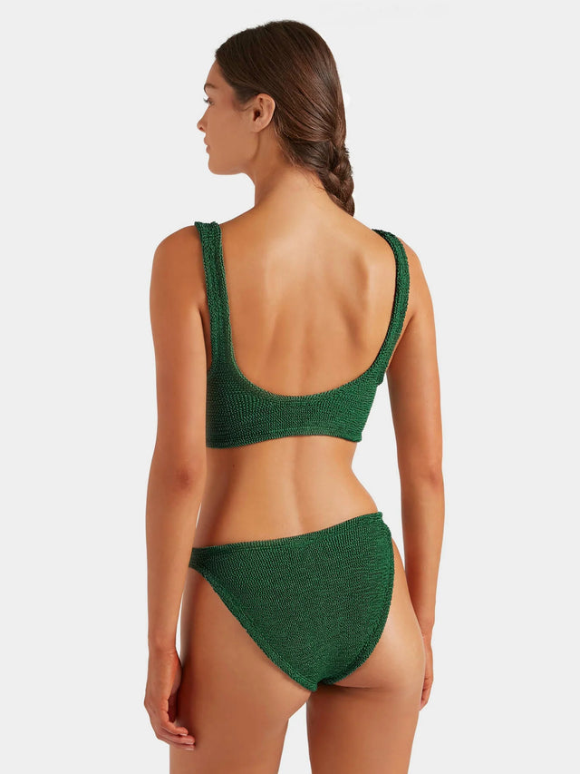 HUNZA G - Xandra Bikini Crinkle - Metallic Forest Green-Swimwear-Hunza G-UPTOWN LOCAL