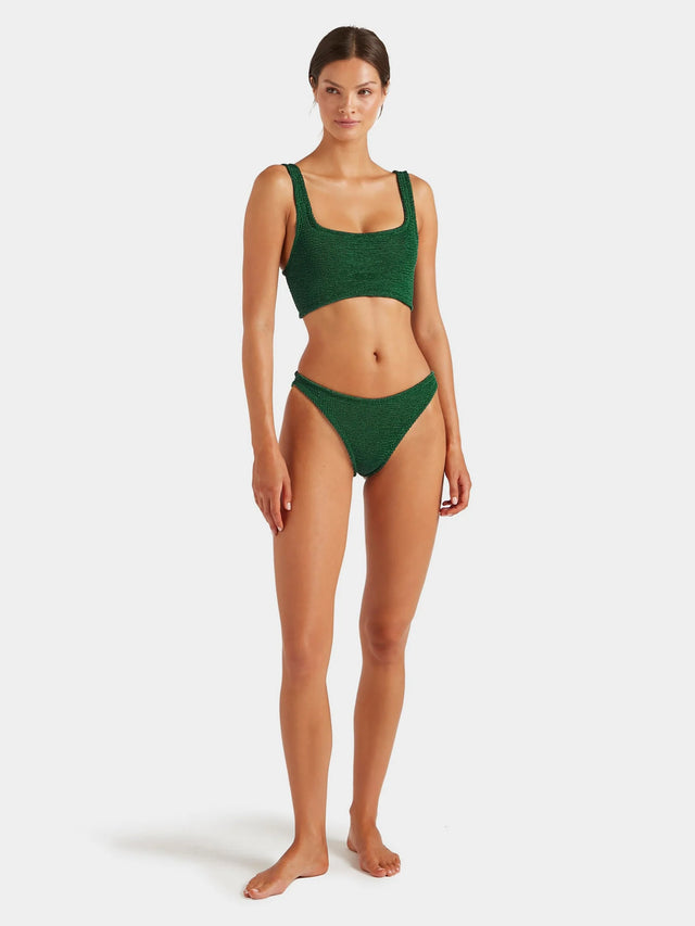 HUNZA G - Xandra Bikini Crinkle - Metallic Forest Green-Swimwear-Hunza G-UPTOWN LOCAL