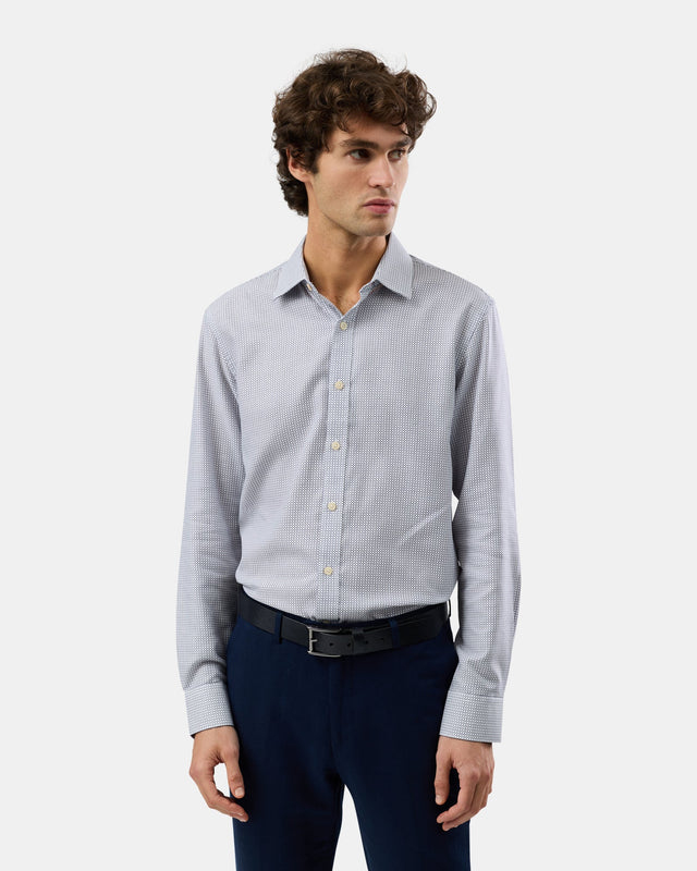 Brooksfield BFC2663 Luxe Slim Fit Business Shirt in White — front view