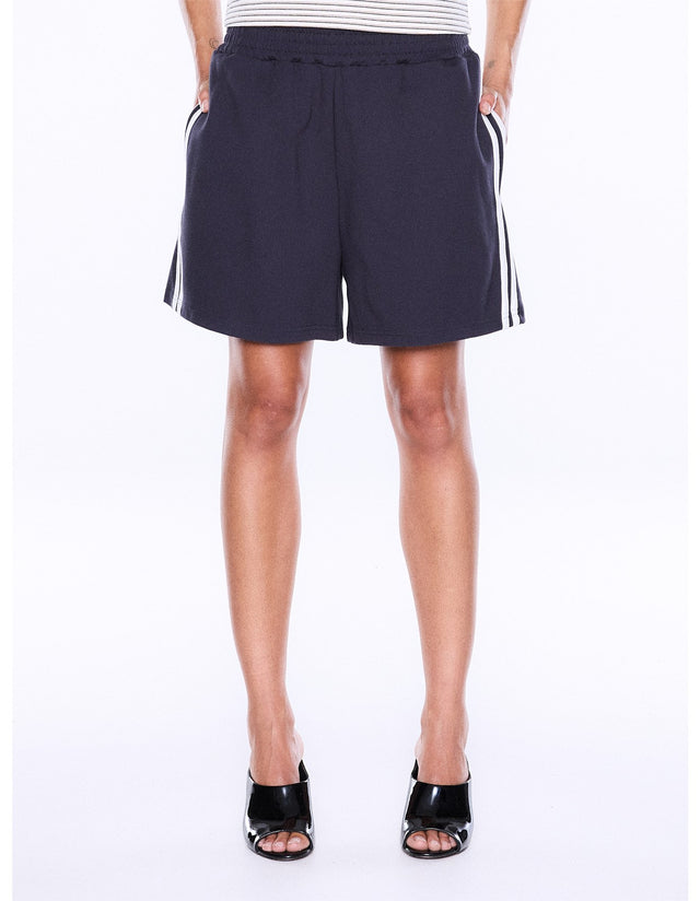 Ena Pelly Valentina Stripe Short in Charcoal with vintage white side stripe – view 1