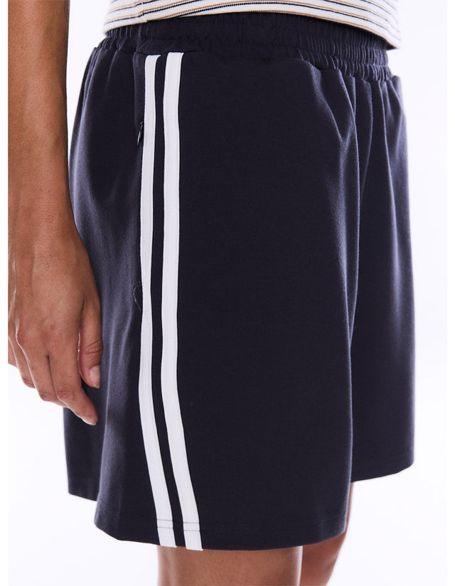 Ena Pelly Valentina Stripe Short in Charcoal with vintage white side stripe – view 2