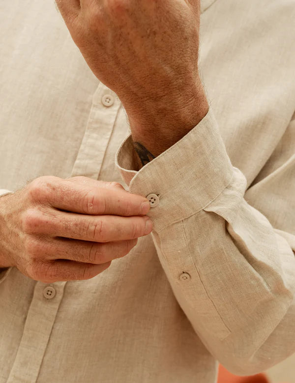 MR SIMPLE - LINEN LONG SLEEVE SHIRT - NATURAL-Shirts-Mr. Simple-S-UPTOWN LOCAL