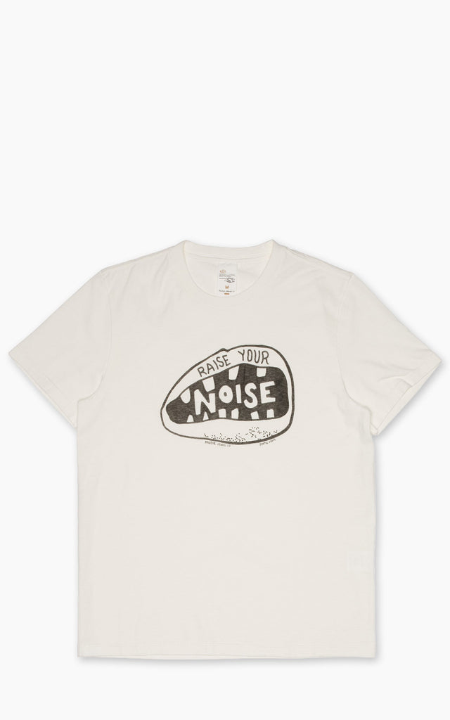 NUDIE JEANS - Roy T-Shirt Raise Your Noise - Chalk White
