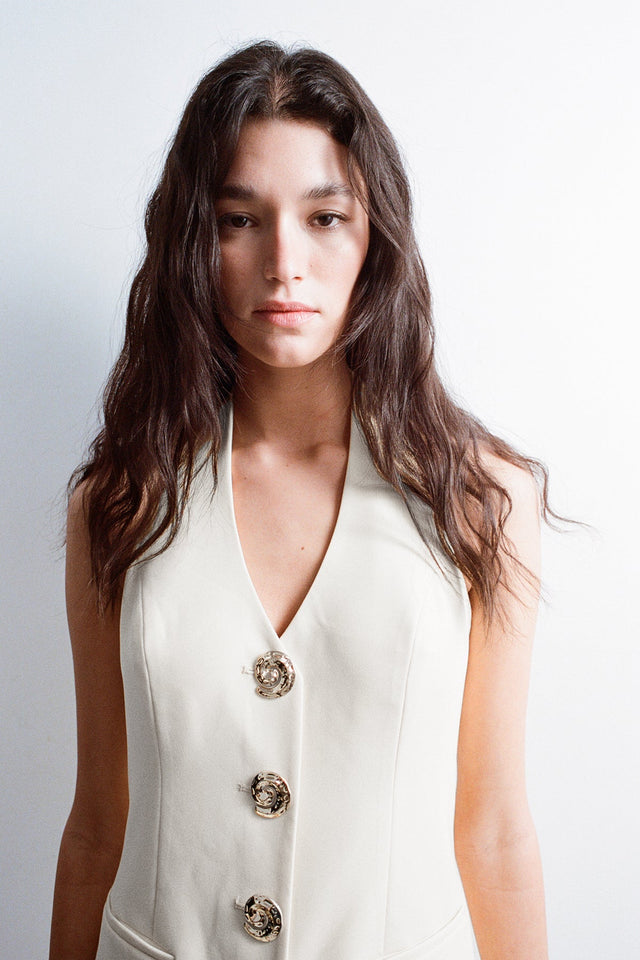 The Wolf Gang - Irida Vest Dress - Ivory-DRESSES-The Wolf Gang-XS-UPTOWN LOCAL