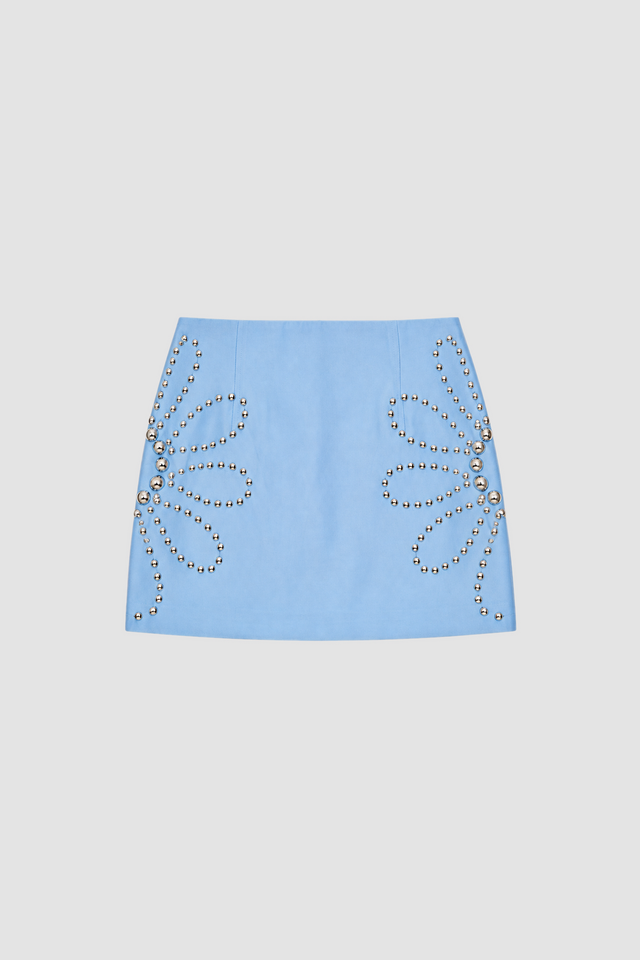 The Wolf Gang - Seda Mini Skirt - Sky-Skirts-The Wolf Gang-XS-UPTOWN LOCAL
